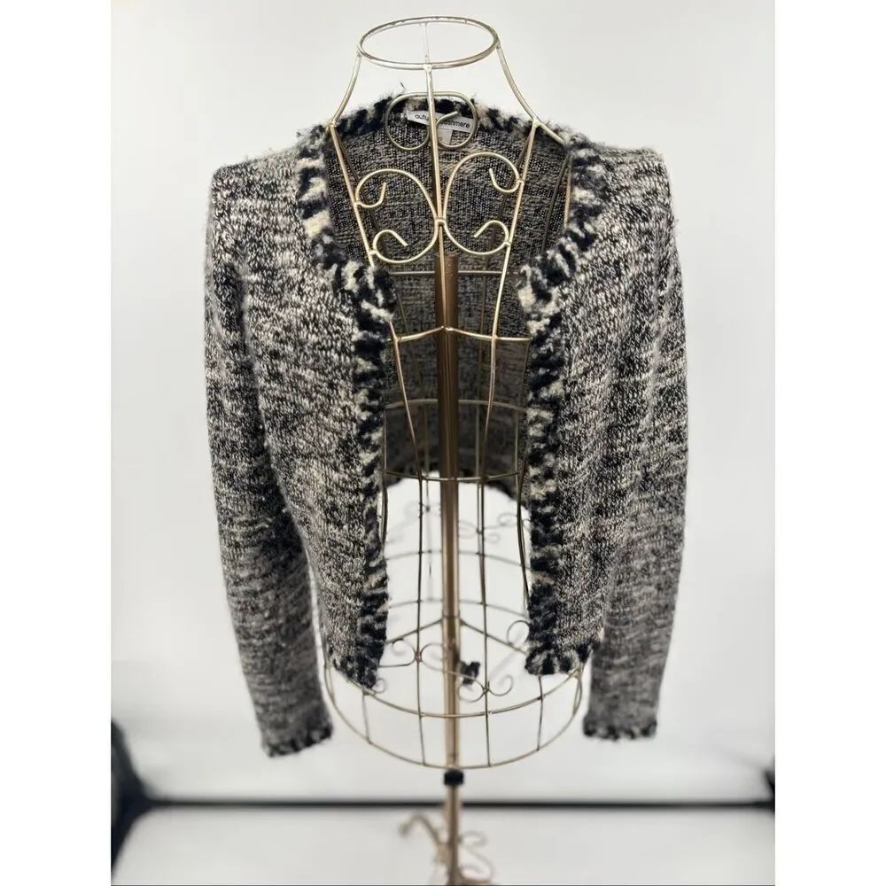 Autumn Cashmere Open Cardigan Black White Size XS Cashmere